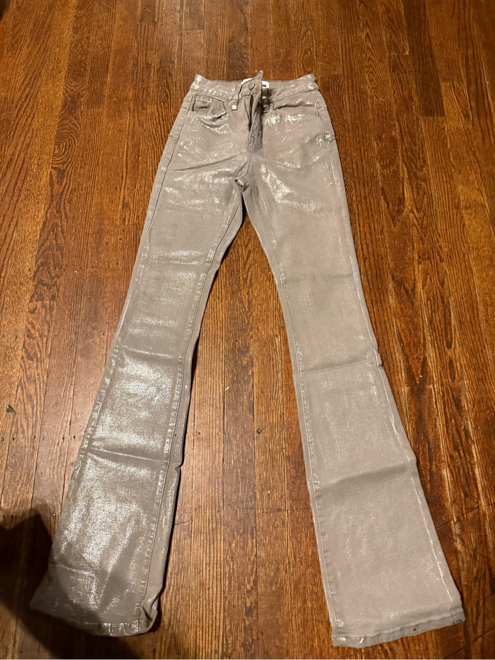 Fashion Nova Metallic Silver High-Rise Pants